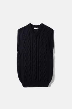 Braided Vest Plain Navy | Edmmond Studios Cheap