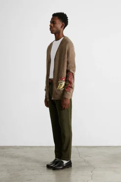 Brioche Cardigan Plain Brown | Edmmond Studios Hot