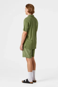 Contrast Terry Shorts Plain Olive | Edmmond Studios Outlet