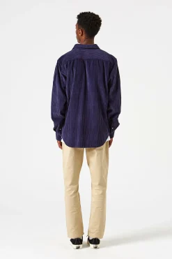 French Cord Shirt Plain Navy | Edmmond Studios Store