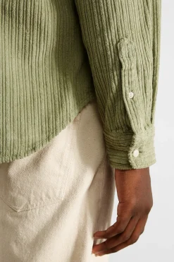French Cord Shirt Plain Olive | Edmmond Studios Best