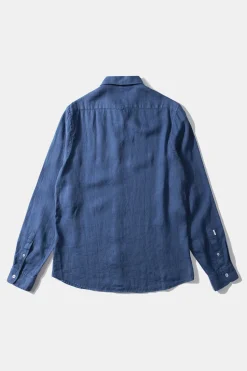 Linen Shirt Plain Blue | Edmmond Studios Flash Sale