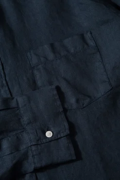 Linen Shirt Plain Navy | Edmmond Studios New