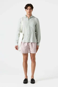 Linen Shirt Plain Sage | Edmmond Studios New