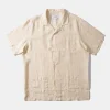 Linen Short Sleeve Plain Off White | Edmmond Studios Best Sale