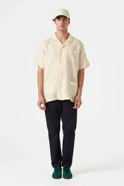 Linen Short Sleeve Plain Off White | Edmmond Studios Best Sale