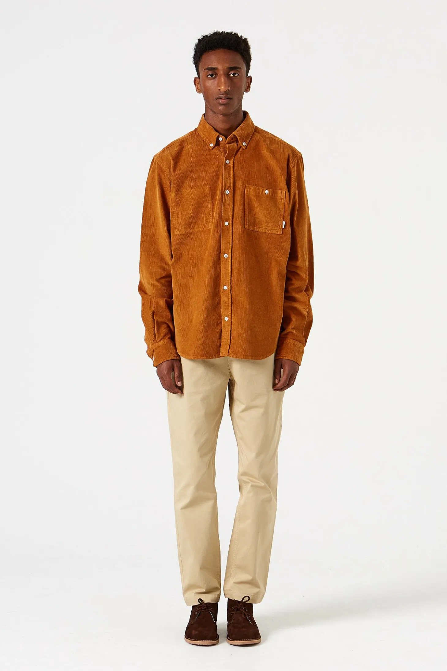Microcord Shirt Plain Brown | Edmmond Studios Fashion