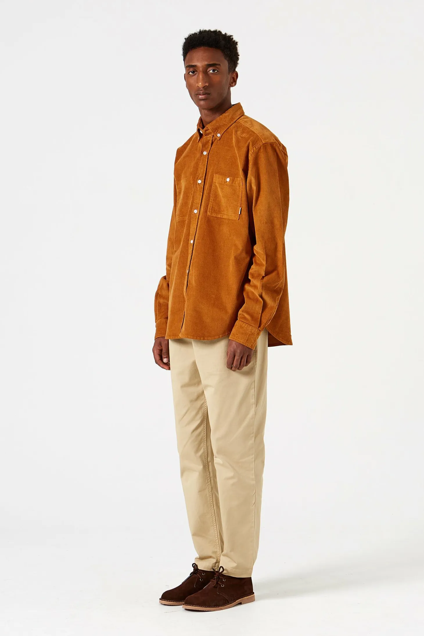 Microcord Shirt Plain Brown | Edmmond Studios Fashion