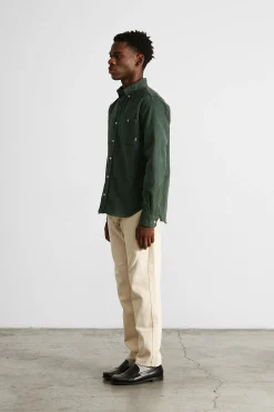 Microcord Shirt Plain Dk Green | Edmmond Studios Clearance