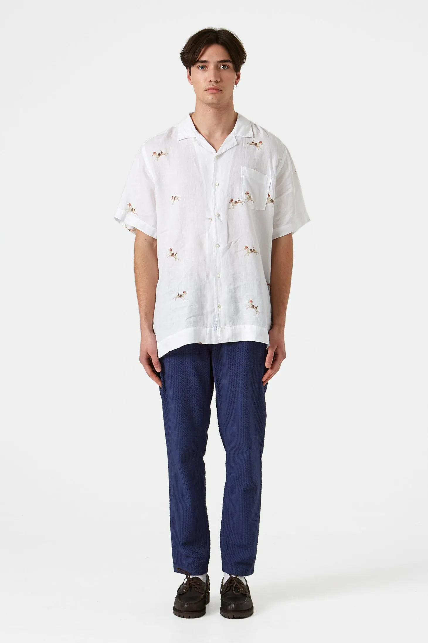 Murano Seersucker Pants Plain Navy | Edmmond Studios Flash Sale