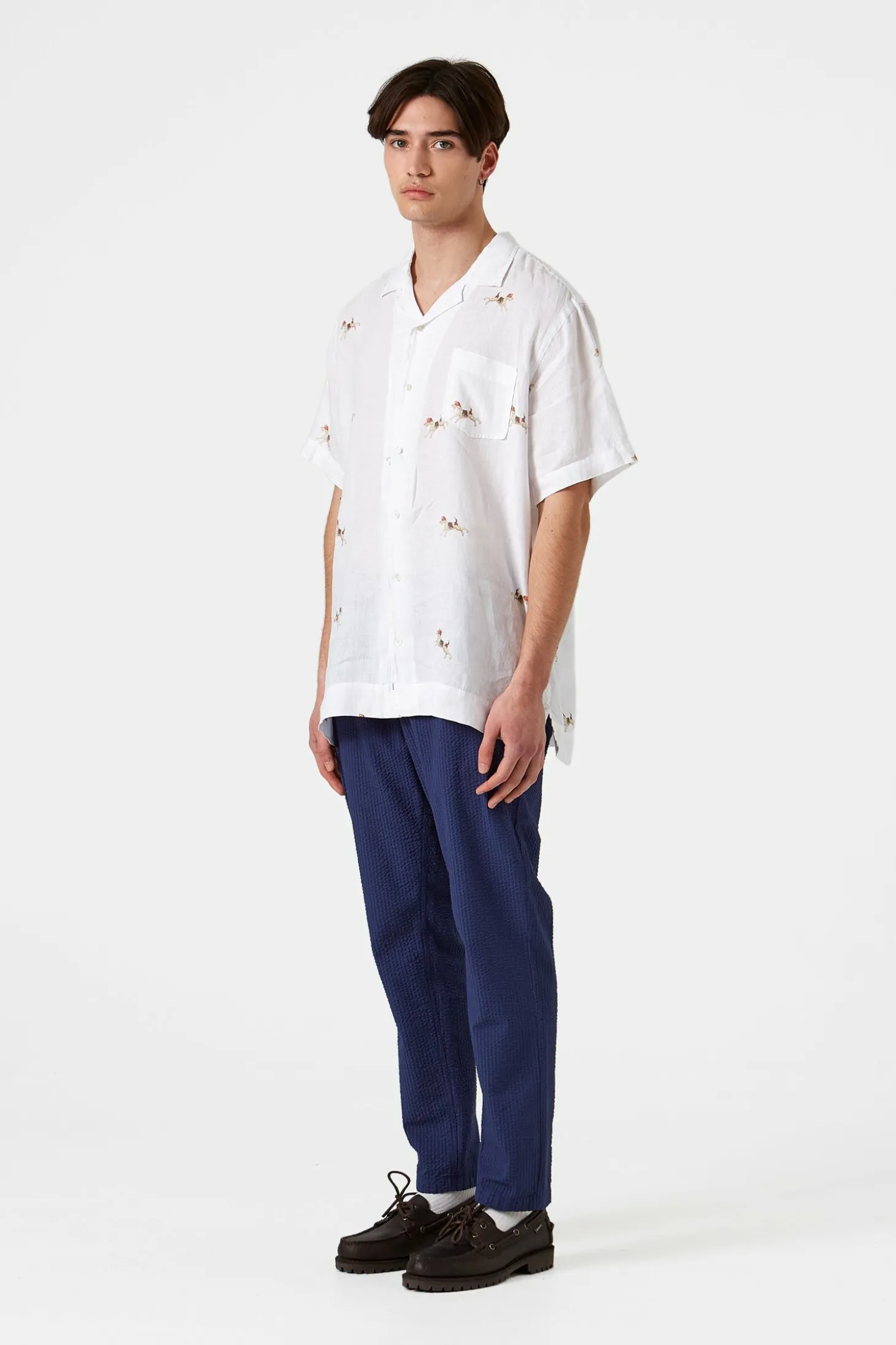 Murano Seersucker Pants Plain Navy | Edmmond Studios Flash Sale