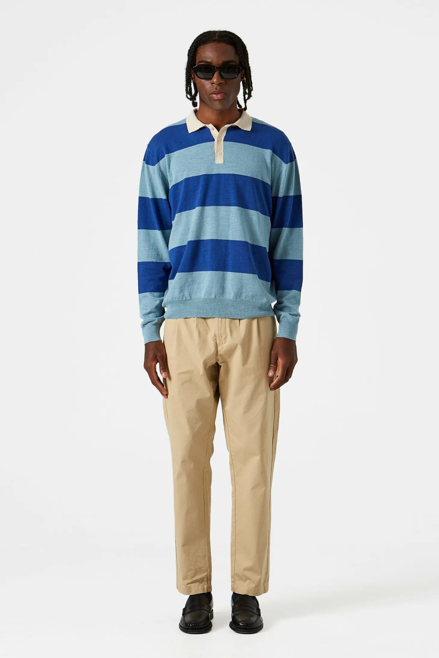 Rugby Knitted Polo Plain Blue | Edmmond Studios Store
