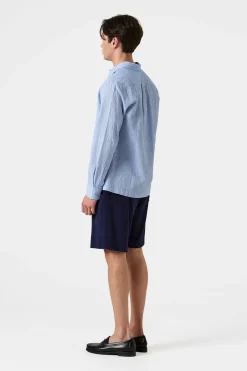 Seersucker Shirt Plain Light Blue | Edmmond Studios Flash Sale