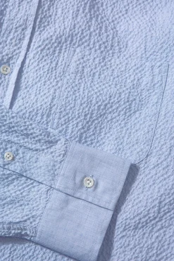 Seersucker Shirt Plain Light Blue | Edmmond Studios Flash Sale