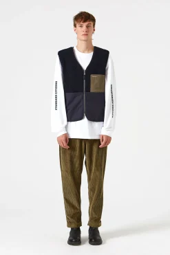 Shearling Vest Plain Navy | Edmmond Studios Online