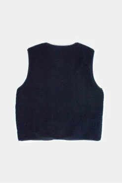 Shearling Vest Plain Navy | Edmmond Studios Online