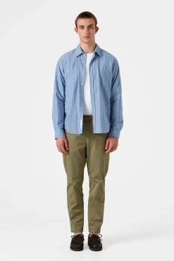 Striped Blue Red Shirt Plain Blue | Edmmond Studios Discount