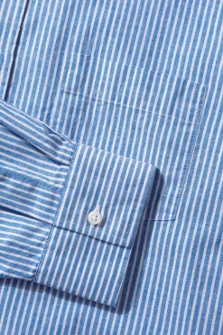 Striped Linen Shirt Plain Light Blue | Edmmond Studios Store