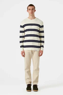 Striped Sweater Plain Beige | Edmmond Studios Fashion
