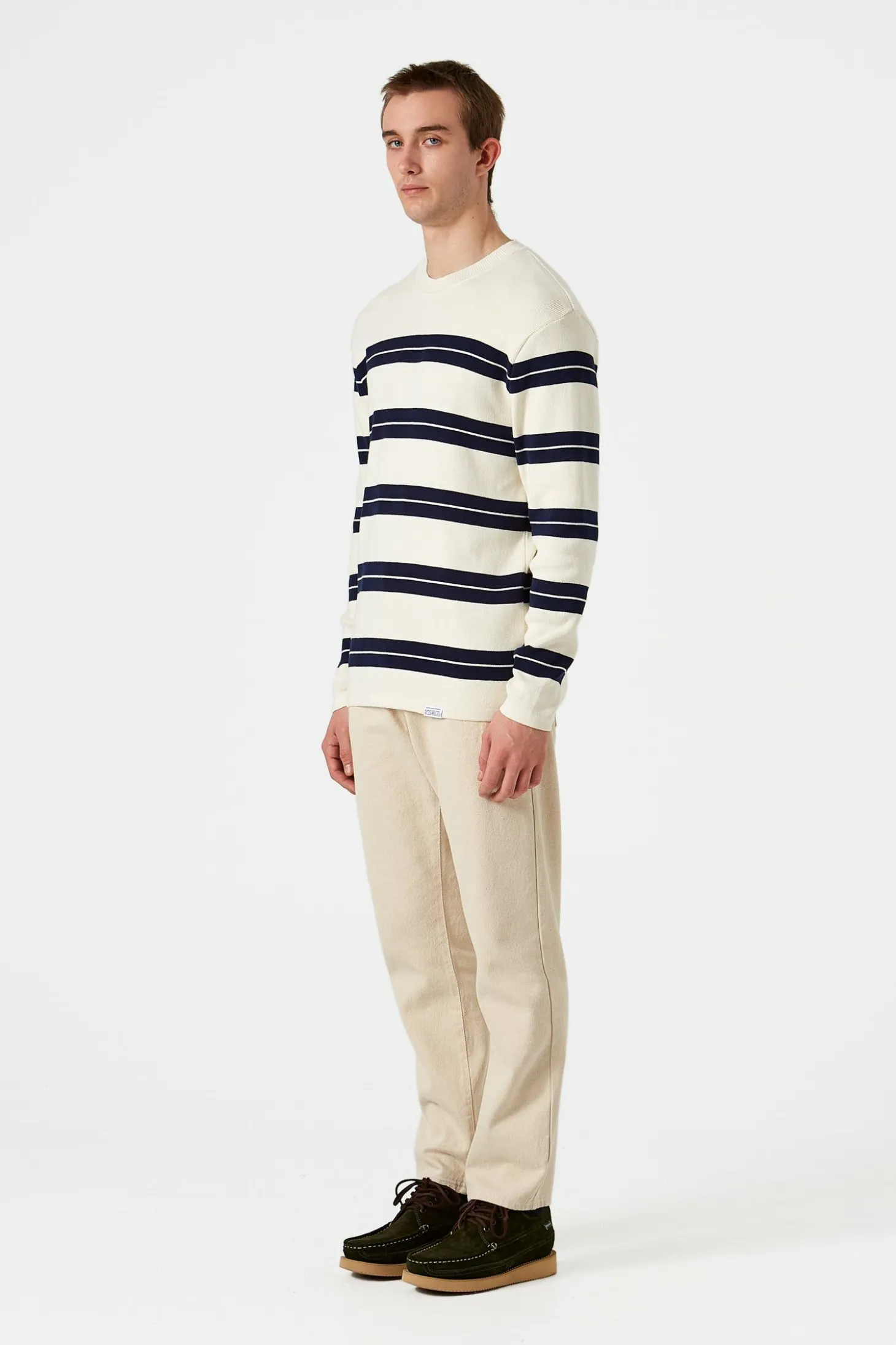 Striped Sweater Plain Beige | Edmmond Studios Fashion