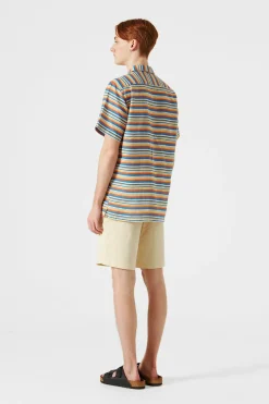 Stripes Short Sleeve Shirt Horizontal Stripes Blue | Edmmond Studios Best Sale