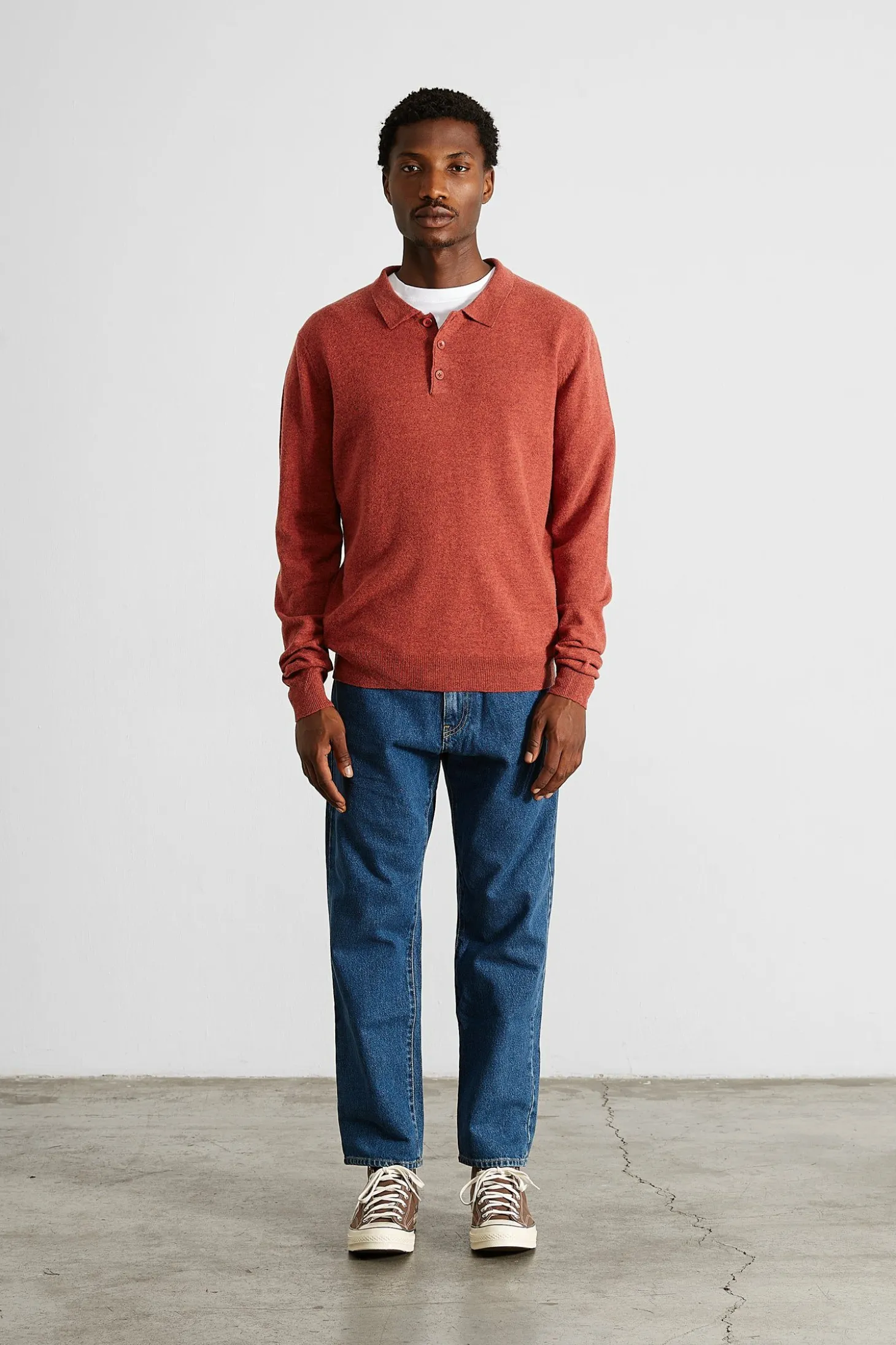 Wool Polo Plain Copper | Edmmond Studios Hot