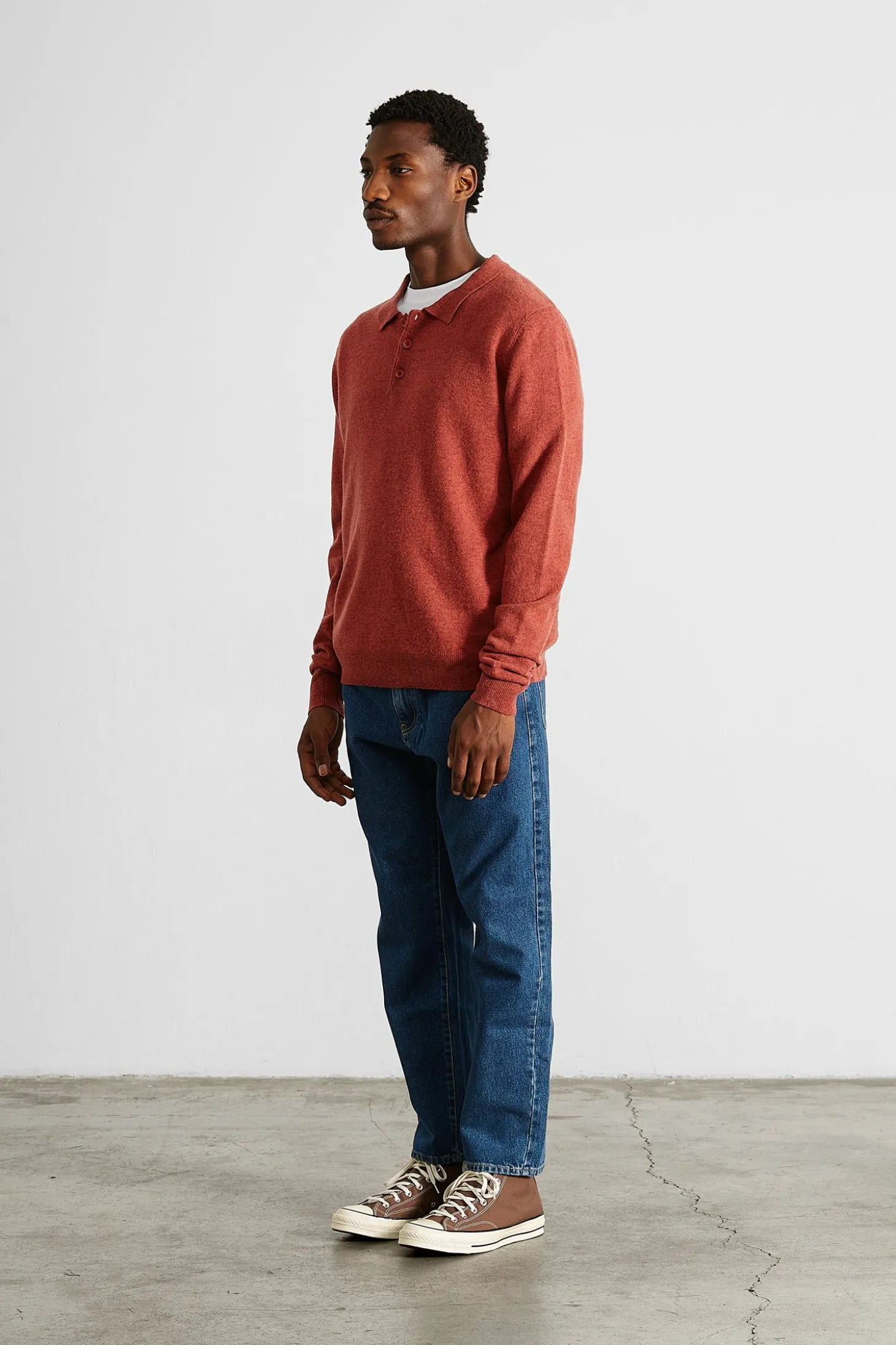 Wool Polo Plain Copper | Edmmond Studios Hot