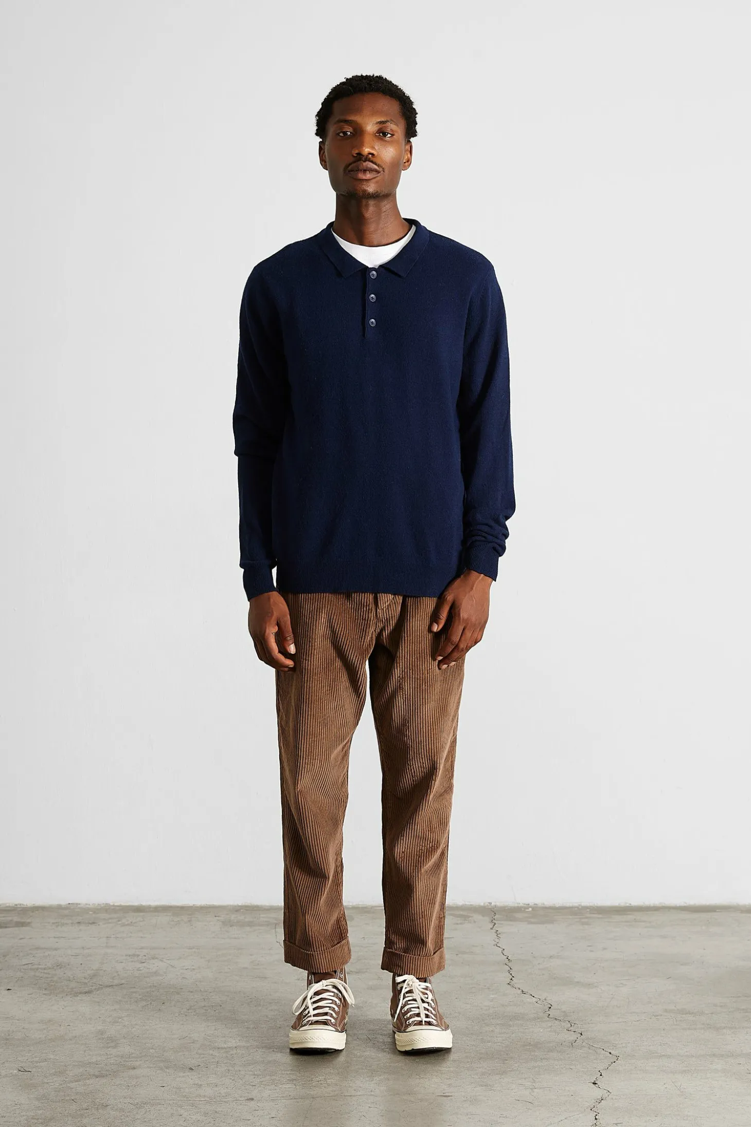 Wool Polo Plain Navy | Edmmond Studios Cheap