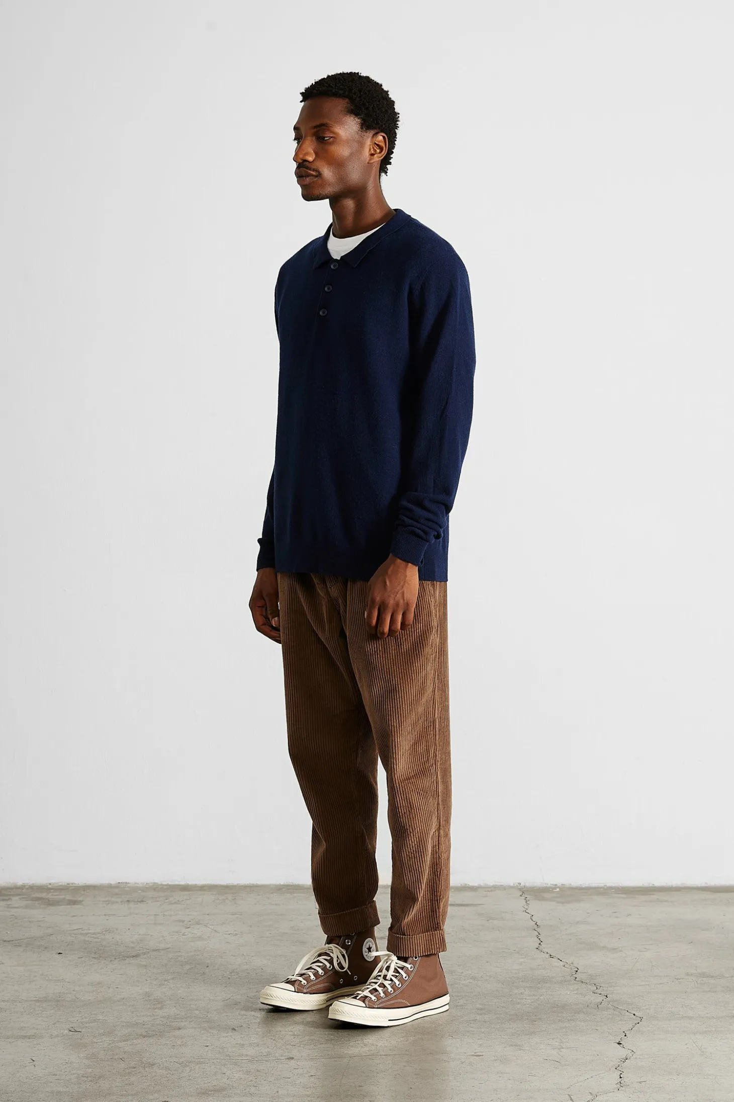 Wool Polo Plain Navy | Edmmond Studios Cheap
