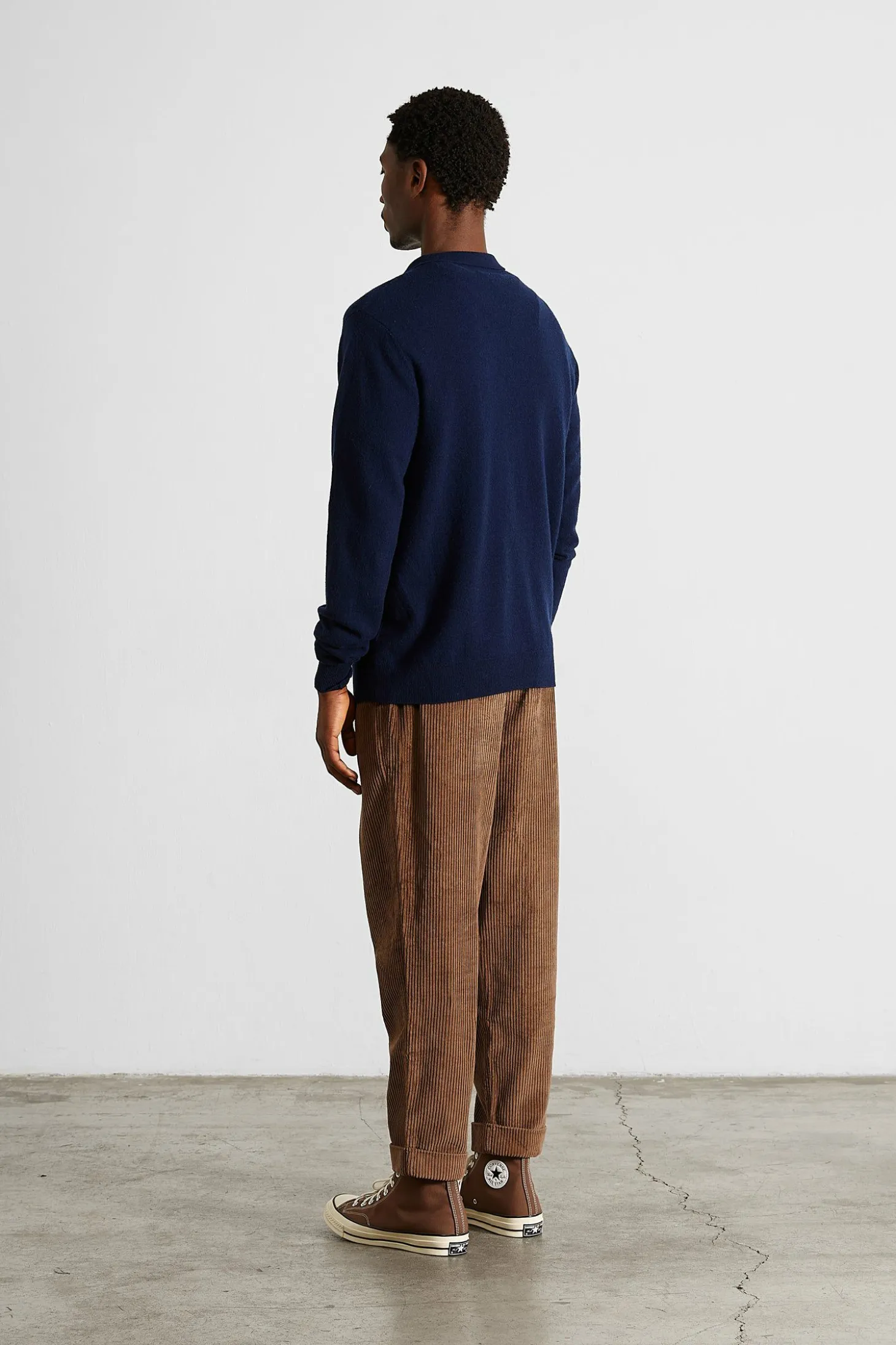 Wool Polo Plain Navy | Edmmond Studios Cheap