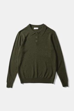 Wool Polo Plain Olive | Edmmond Studios Online